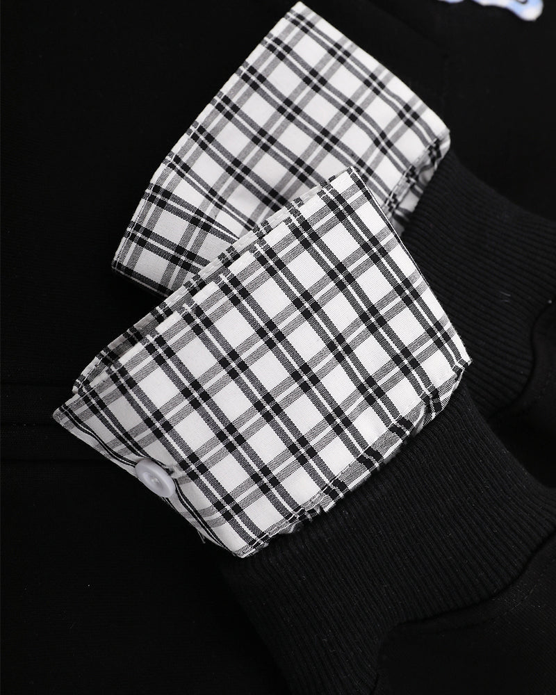 Spliced fake two-piece casual sweatshirt jacket