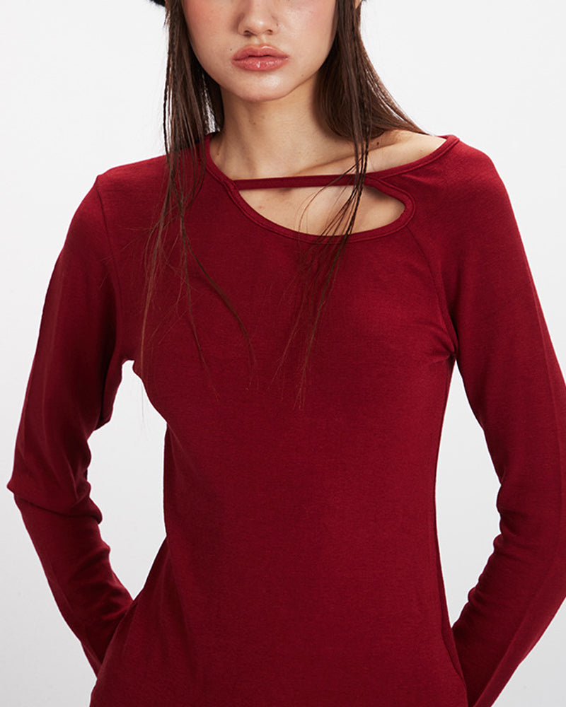 Openwork casual long-sleeved top (long sleeves)