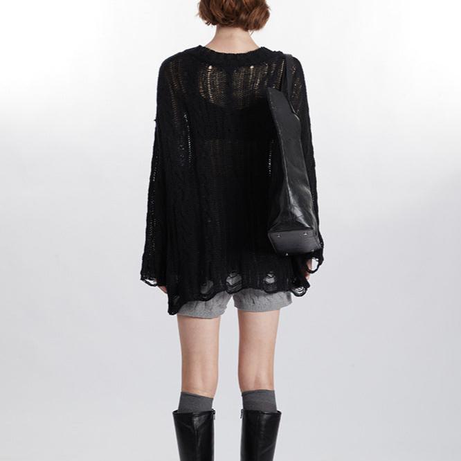 Lazy hollow knitted sweater (women's style)