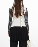 Fake two-piece striped long sleeves