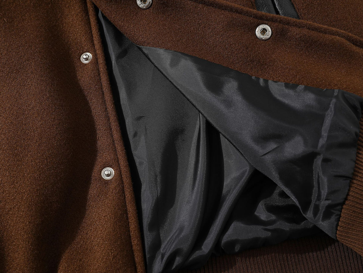 Retro contrast color patchwork embroidered baseball jersey