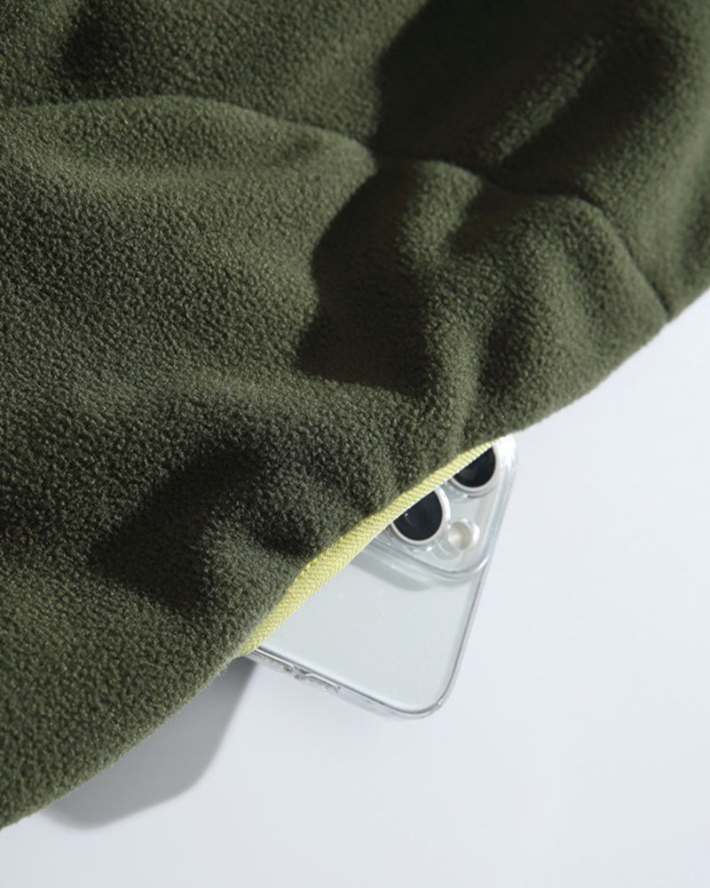 Casual stand-up collar fleece-lined sweatshirt