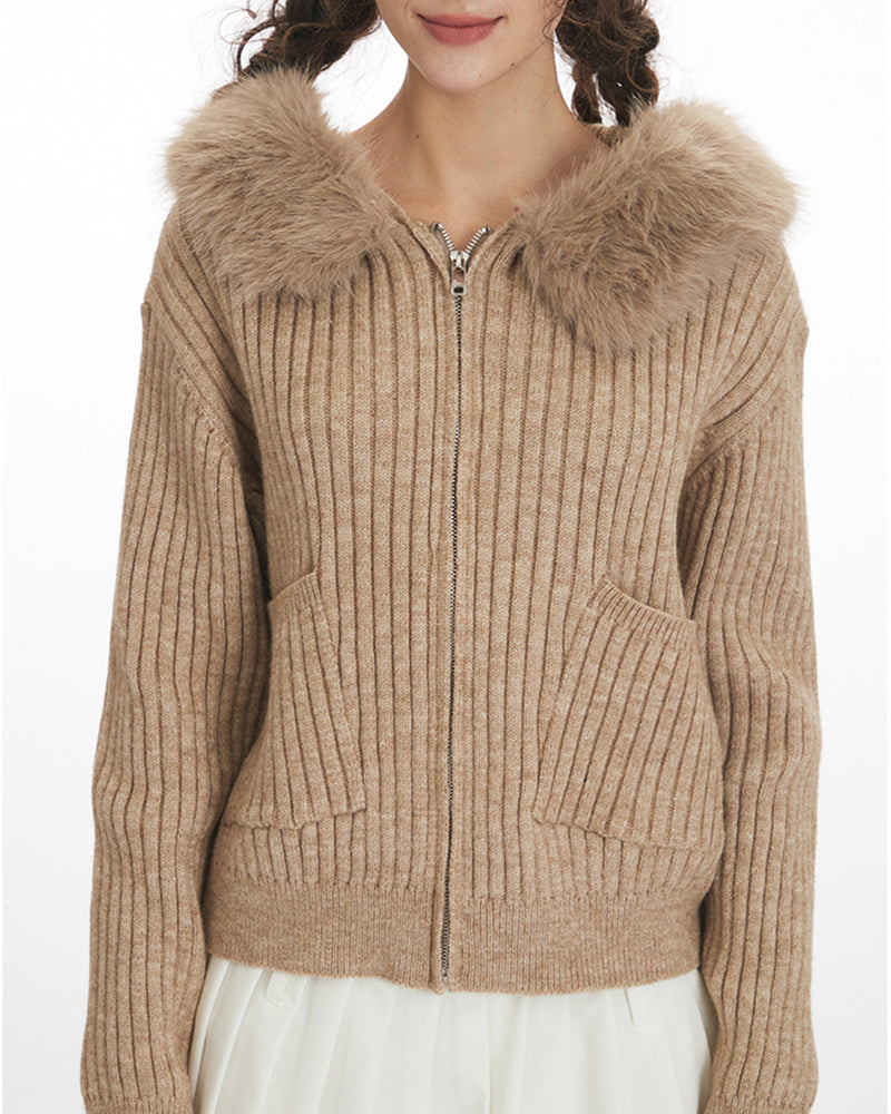 修身連帽針織衫外套(女款)