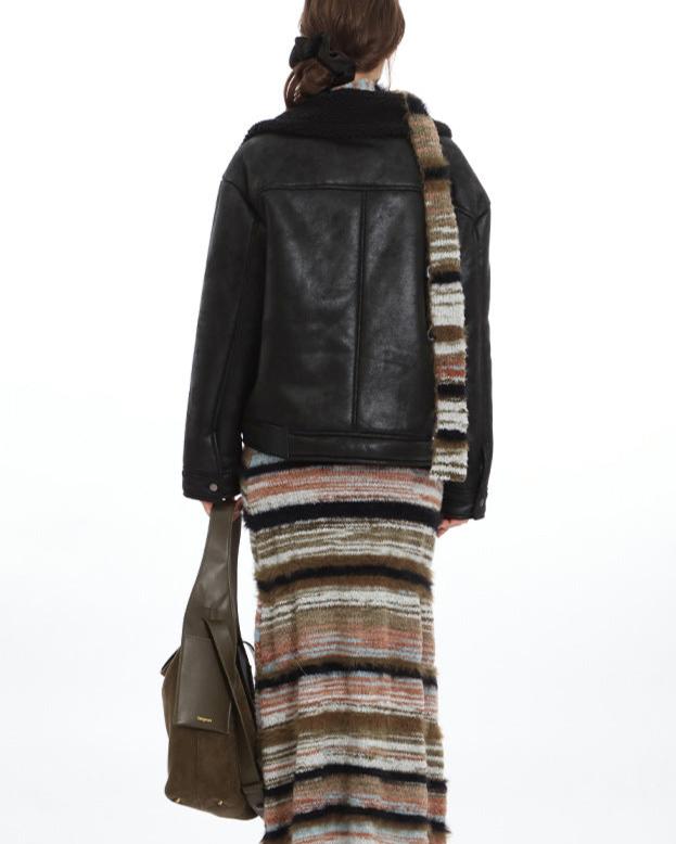 Retro lamb wool padded jacket