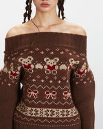 Off-the-shoulder bear sweater (women's)