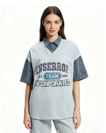 Retro Faux Two-Piece Short-Sleeve