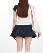 레트로 콘트라스트 프린트 반소매