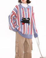 Fun cat lapel sweater