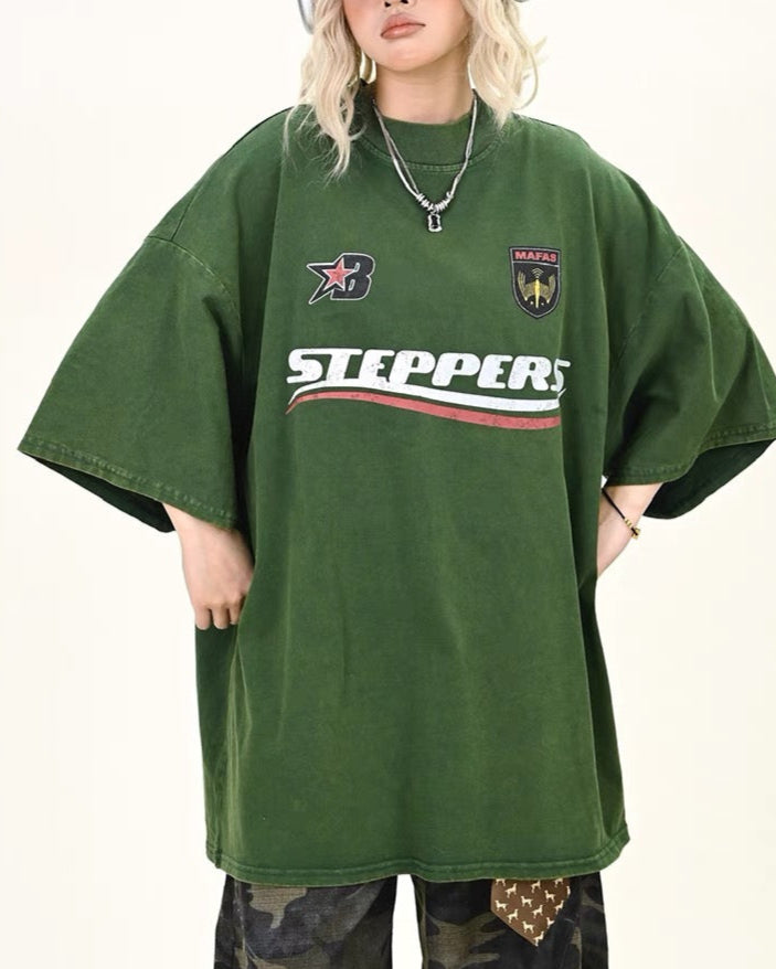 Lettering print crew neck short sleeves