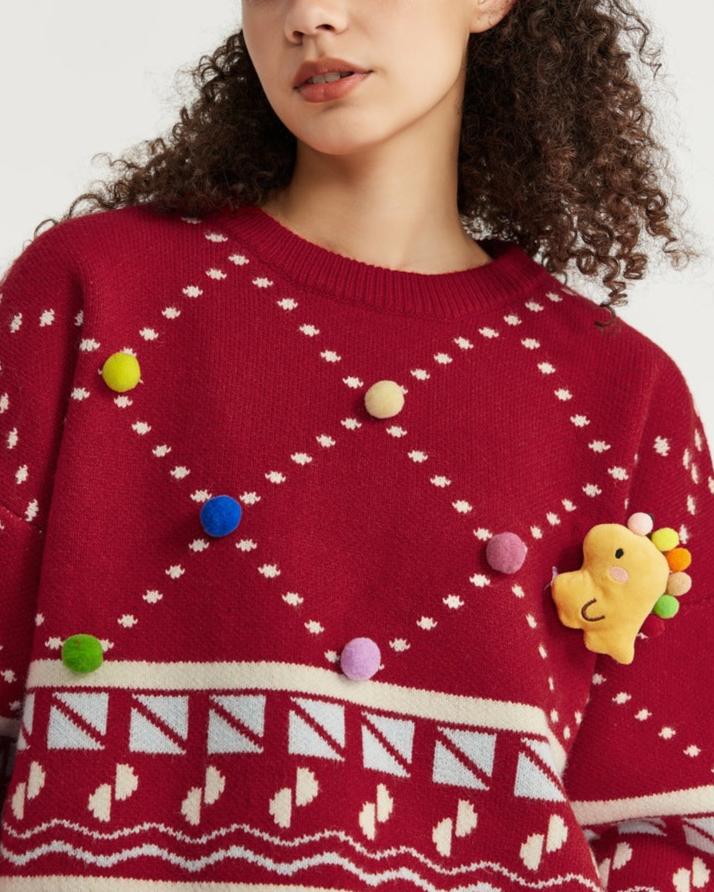 vintage knitted crew neck sweater