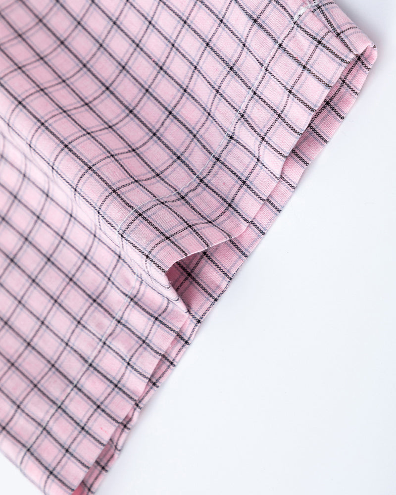 復古格紋短袖襯衫