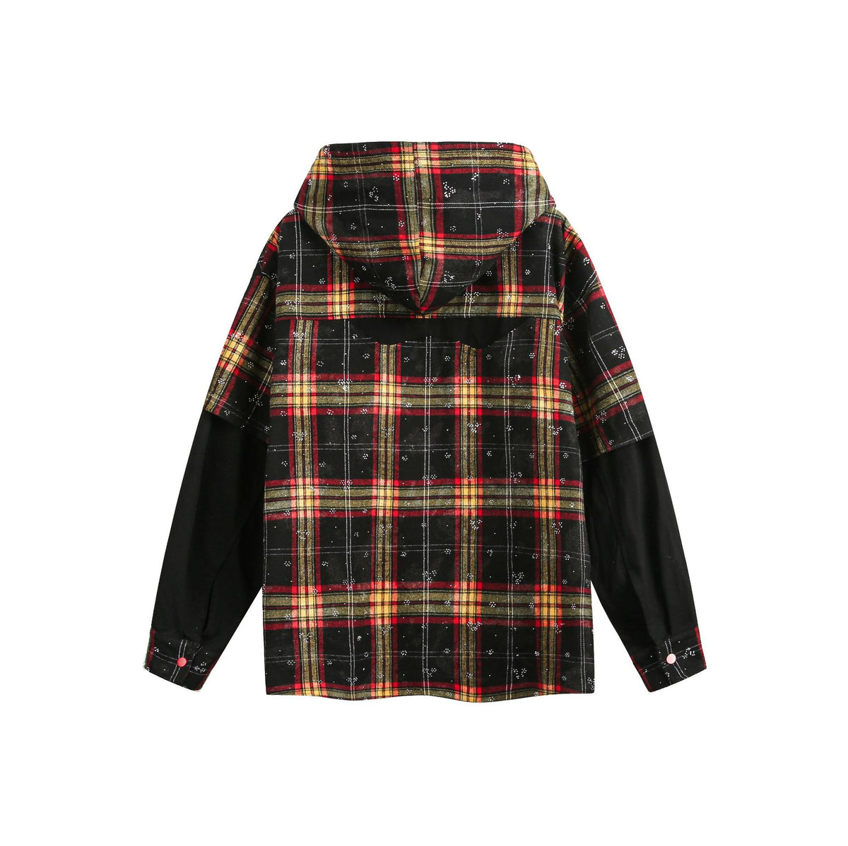 Vintage loose plaid hooded shirt