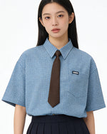 復古格紋短袖襯衫