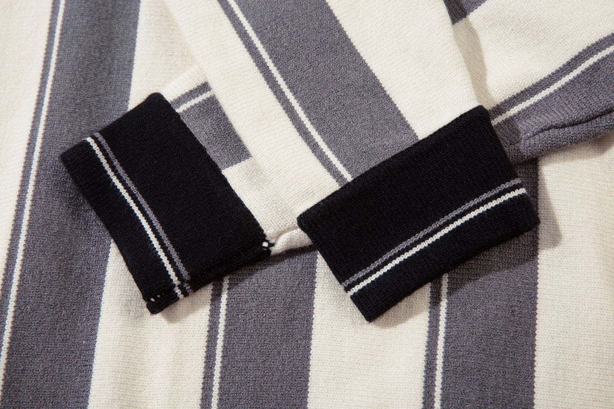 復古撞色條紋毛衣