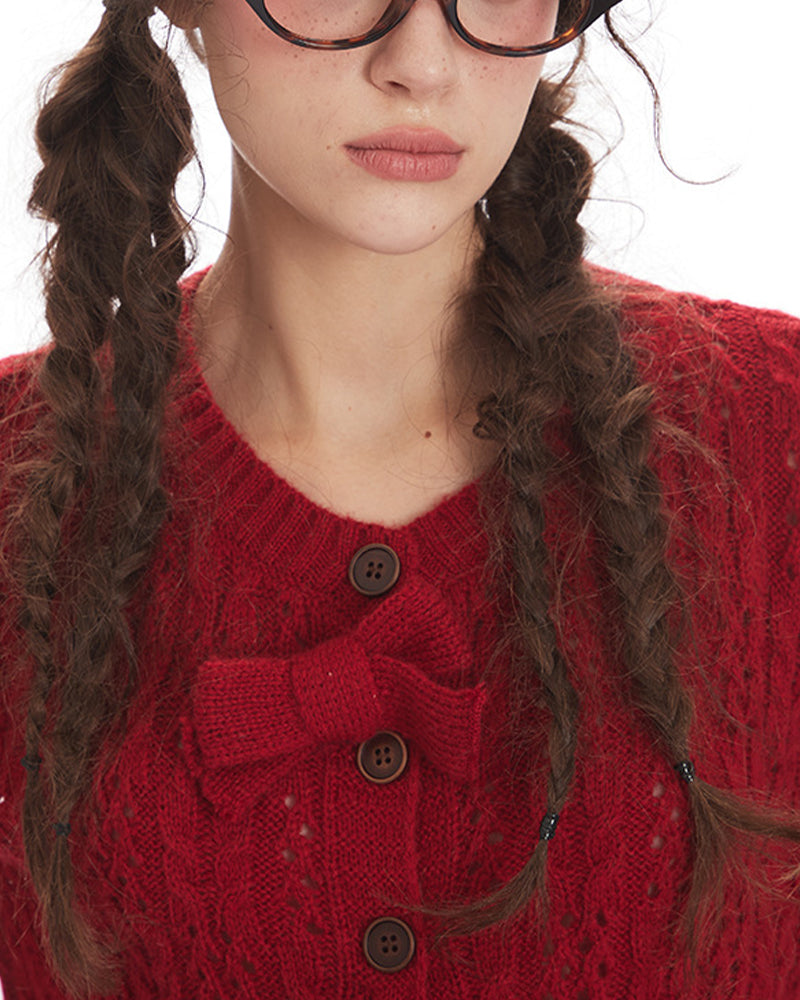 蝴蝶結長袖針織衫(女款)