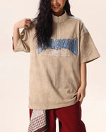 Retro embroidered polo short sleeves