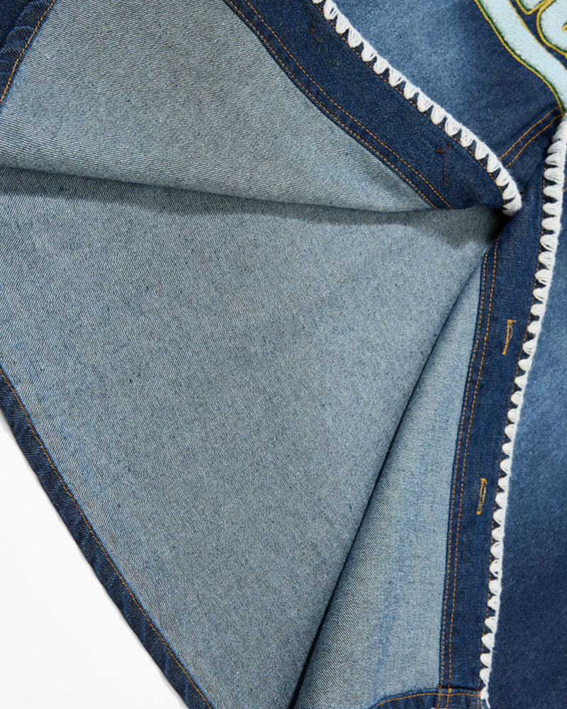 Retro denim short-sleeved shirt