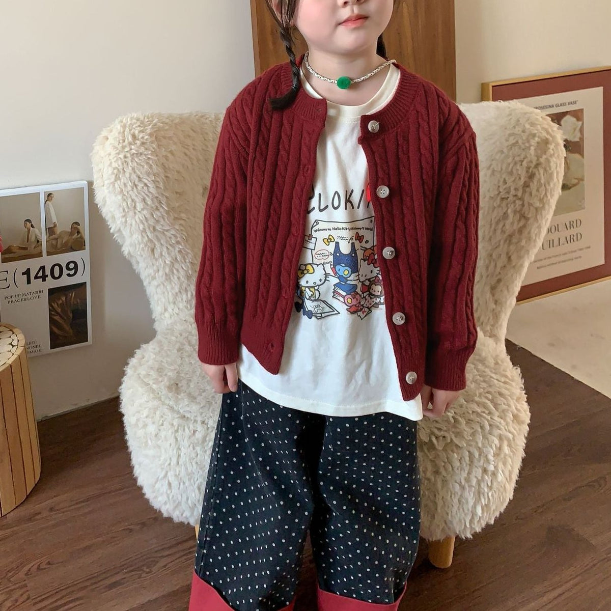 Cute knitted top and pants set