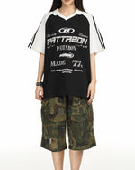 레트로 콘트라스트 프린트 반소매