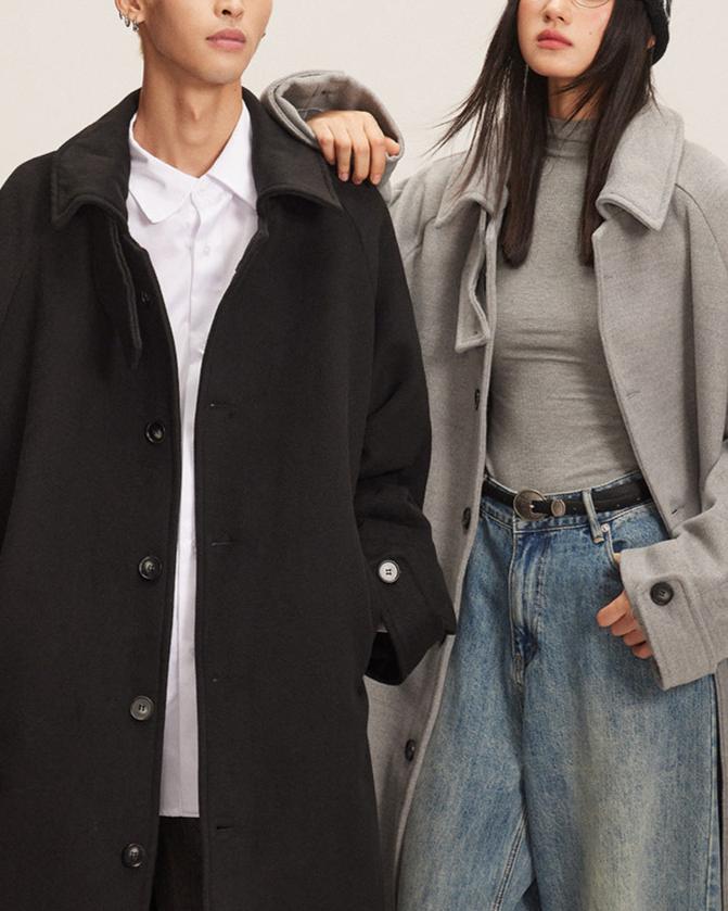 休閑寬鬆風衣外套