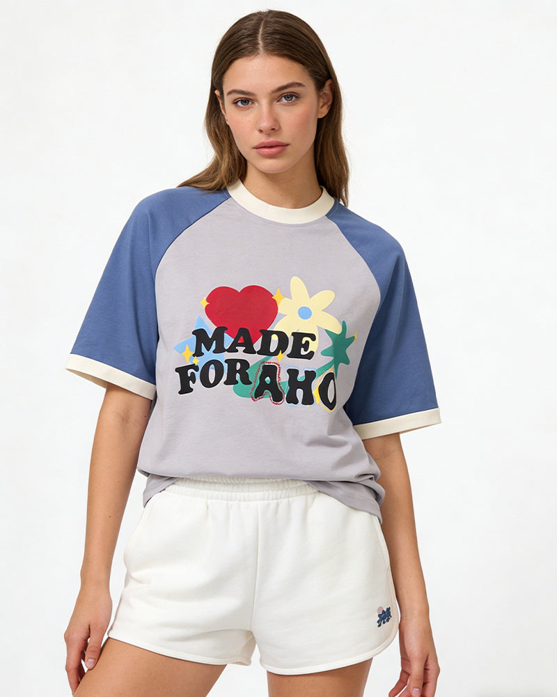 復古愛心花朵短袖