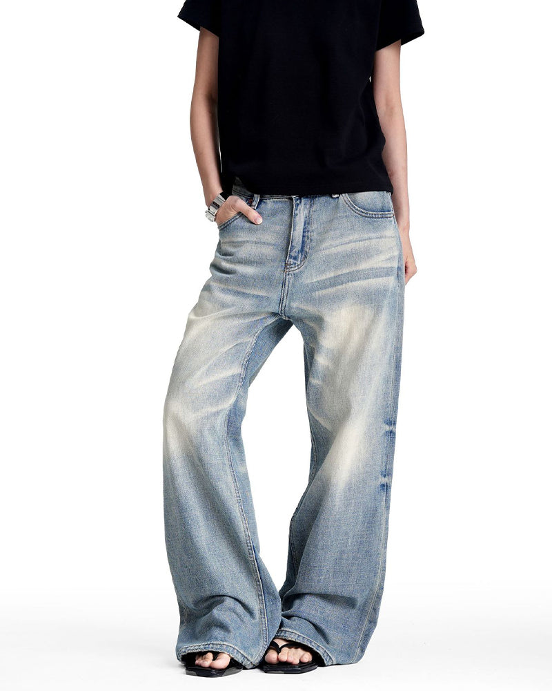 Retro washed denim jeans
