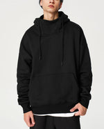 Retro half turtleneck hooded sweatshirt