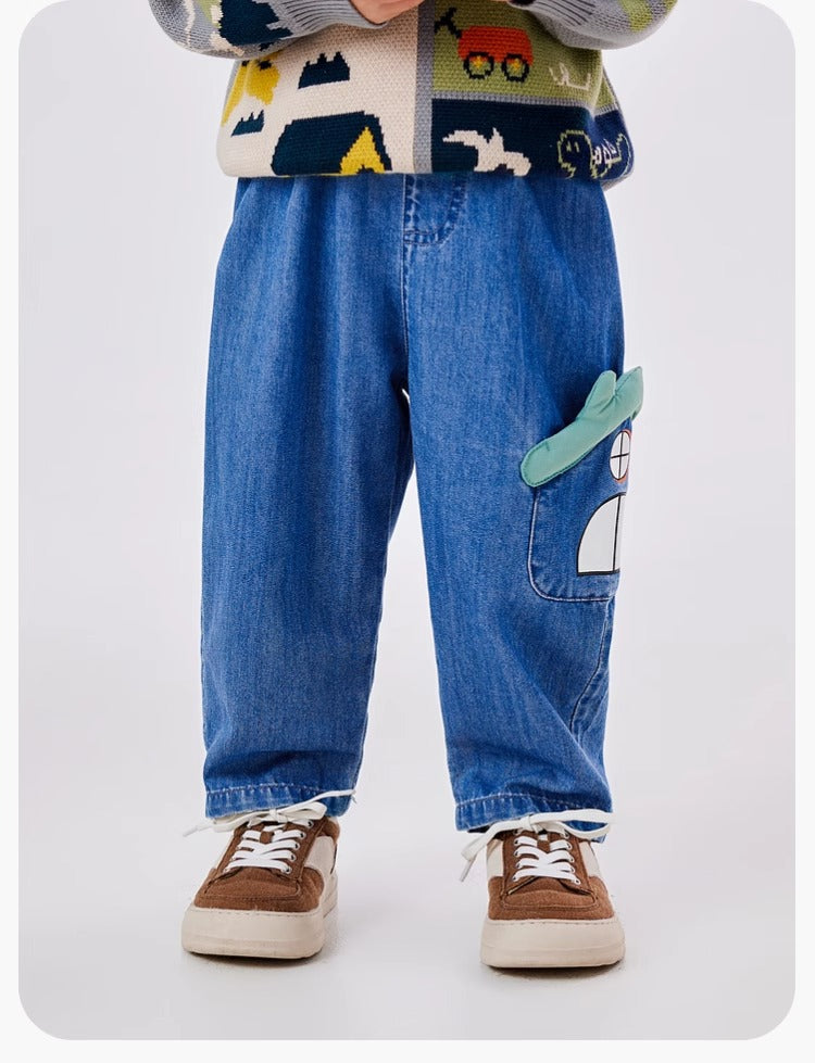 卡通立體牛仔褲