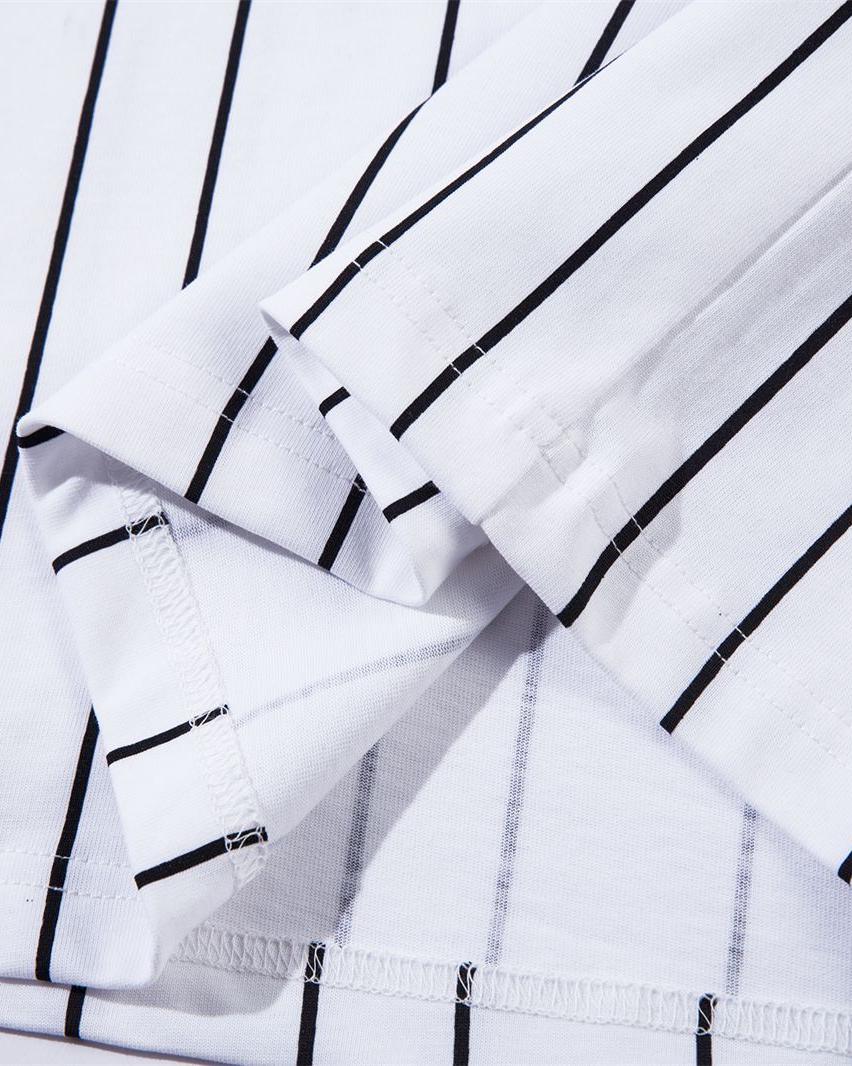 레트로 대비 스트라이프 반소매