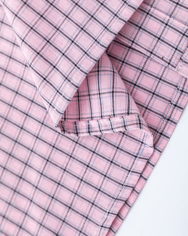 復古格紋短袖襯衫