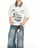 刺綉半拉鏈短袖