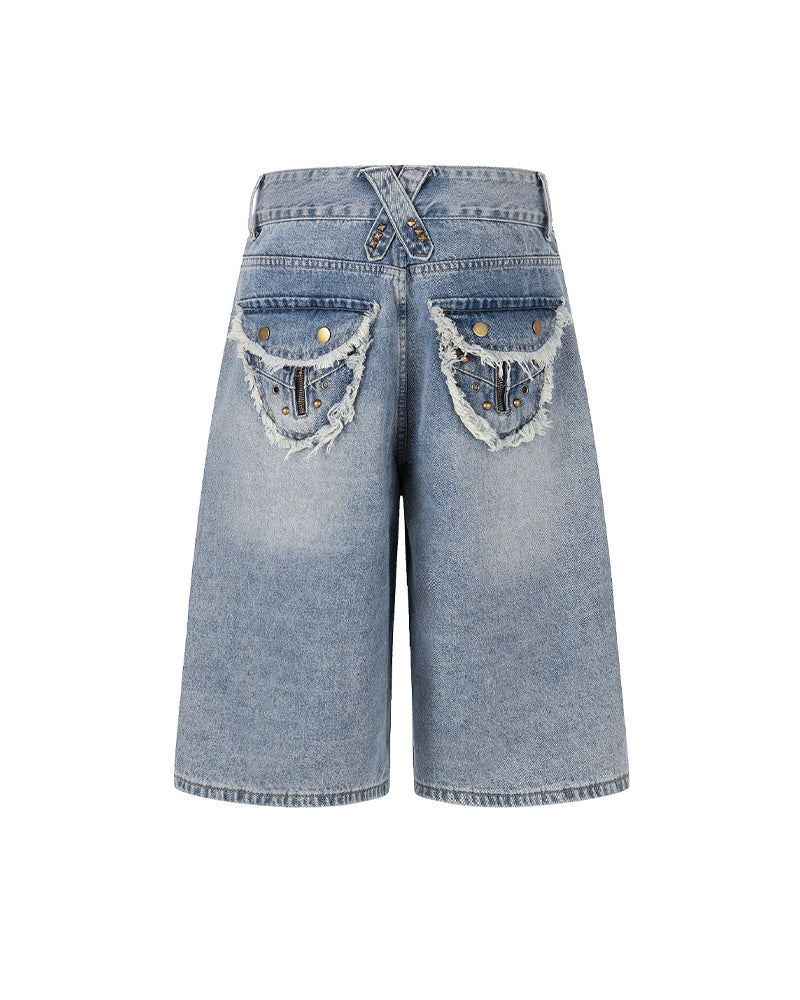 Studded distressed capri pants