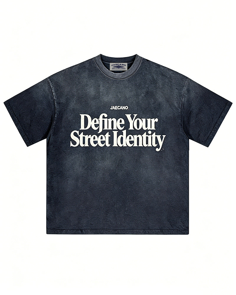 復古做舊印花短袖