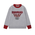 Contrast Butterfly Pullover Sweater