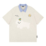 레트로 콘트라스트 패치 플러시 반팔