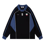 復古翻領拼接衛衣