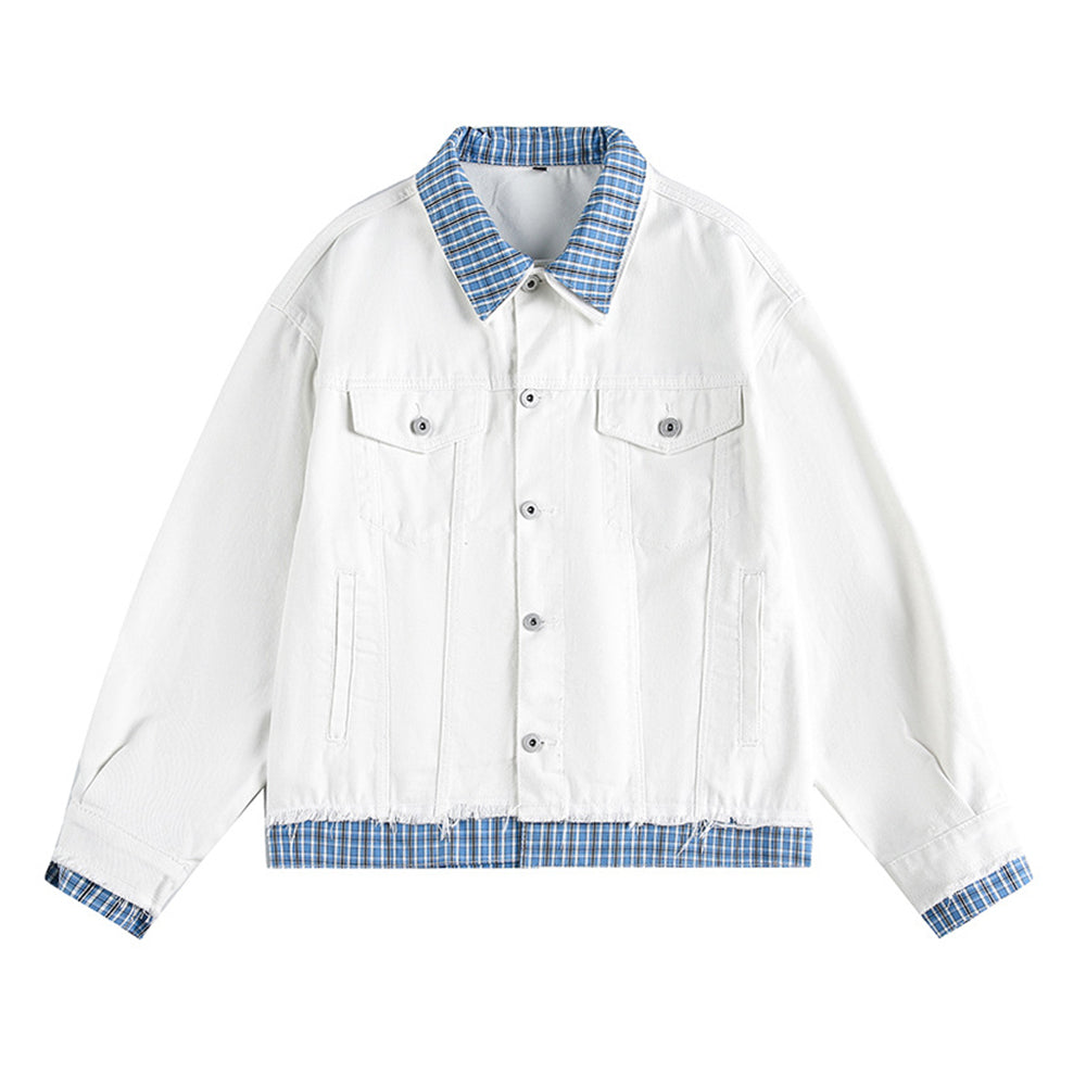 Retro plaid patchwork jacket