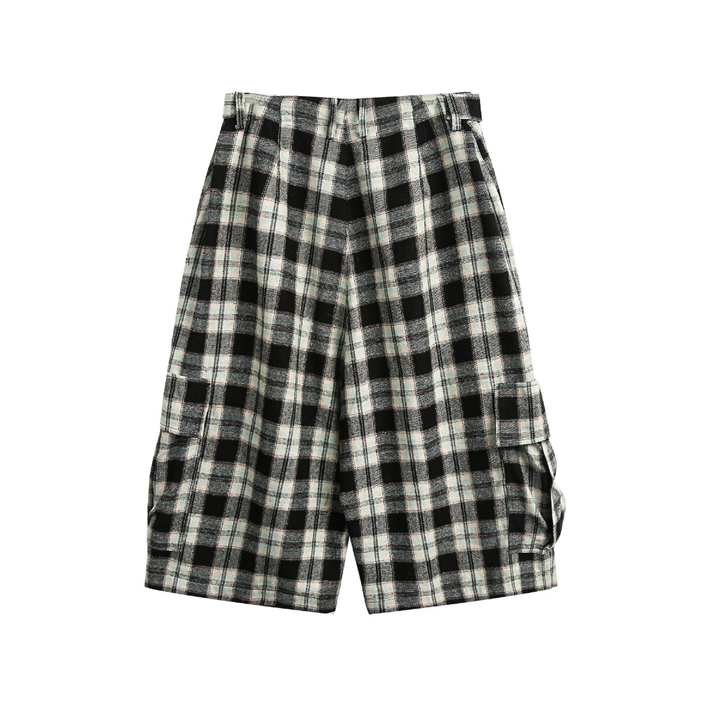 Retro simple plaid casual shorts