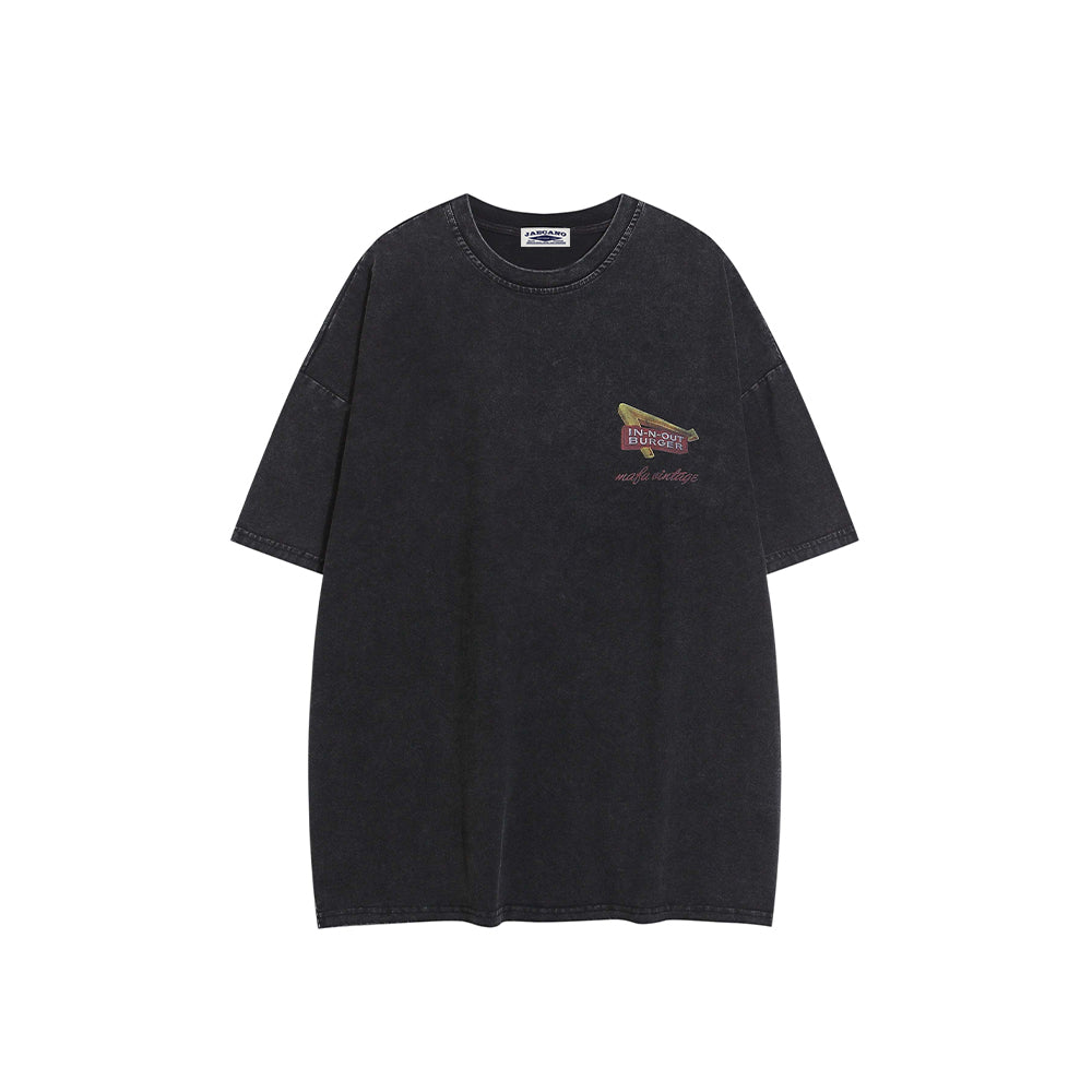 아메리칸 레트로 선셋 프린트 반소매