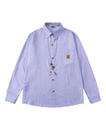 Vertical striped long-sleeved shirt