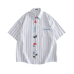 Fun embroidered striped short sleeves