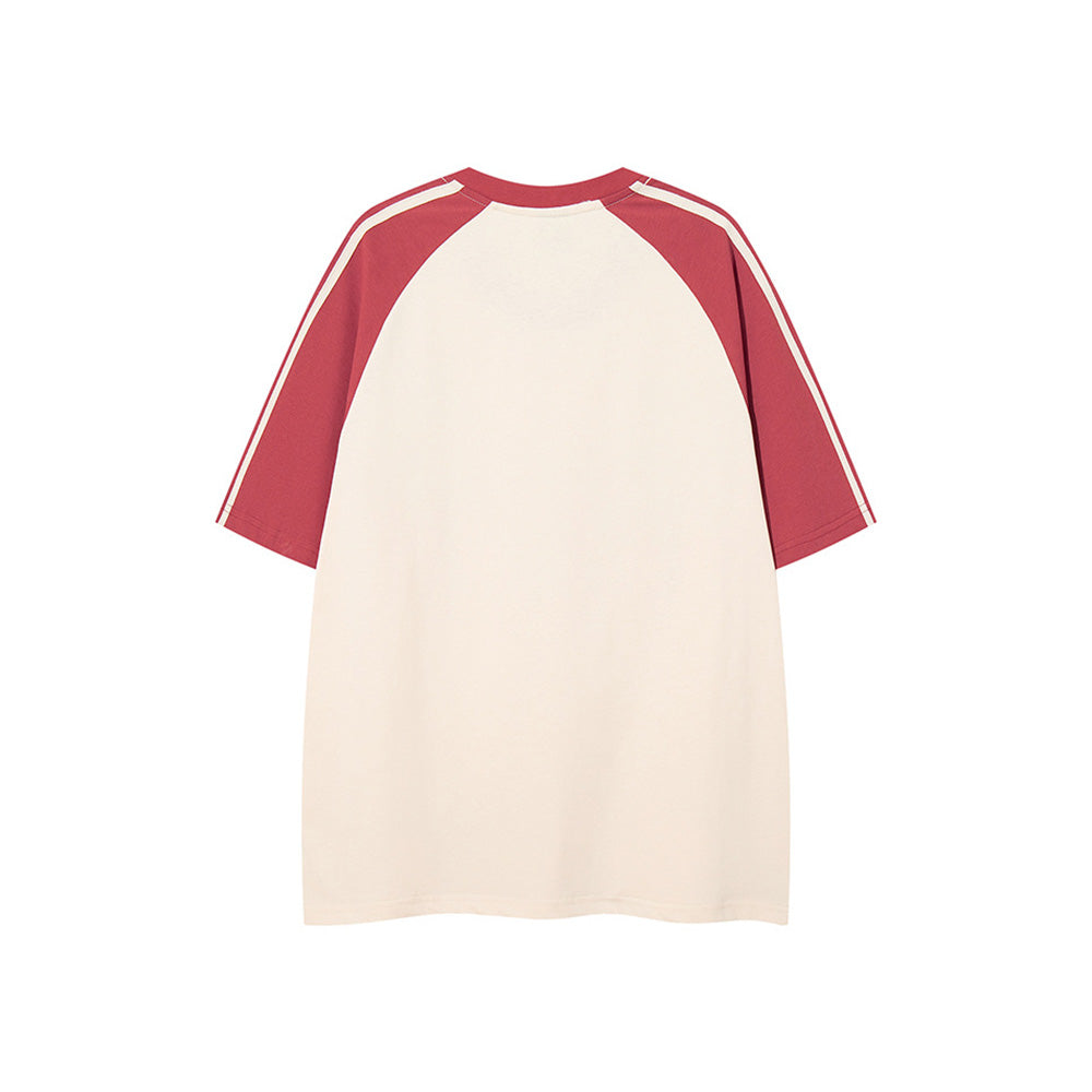 레트로 콘트라스트 프린트 반소매