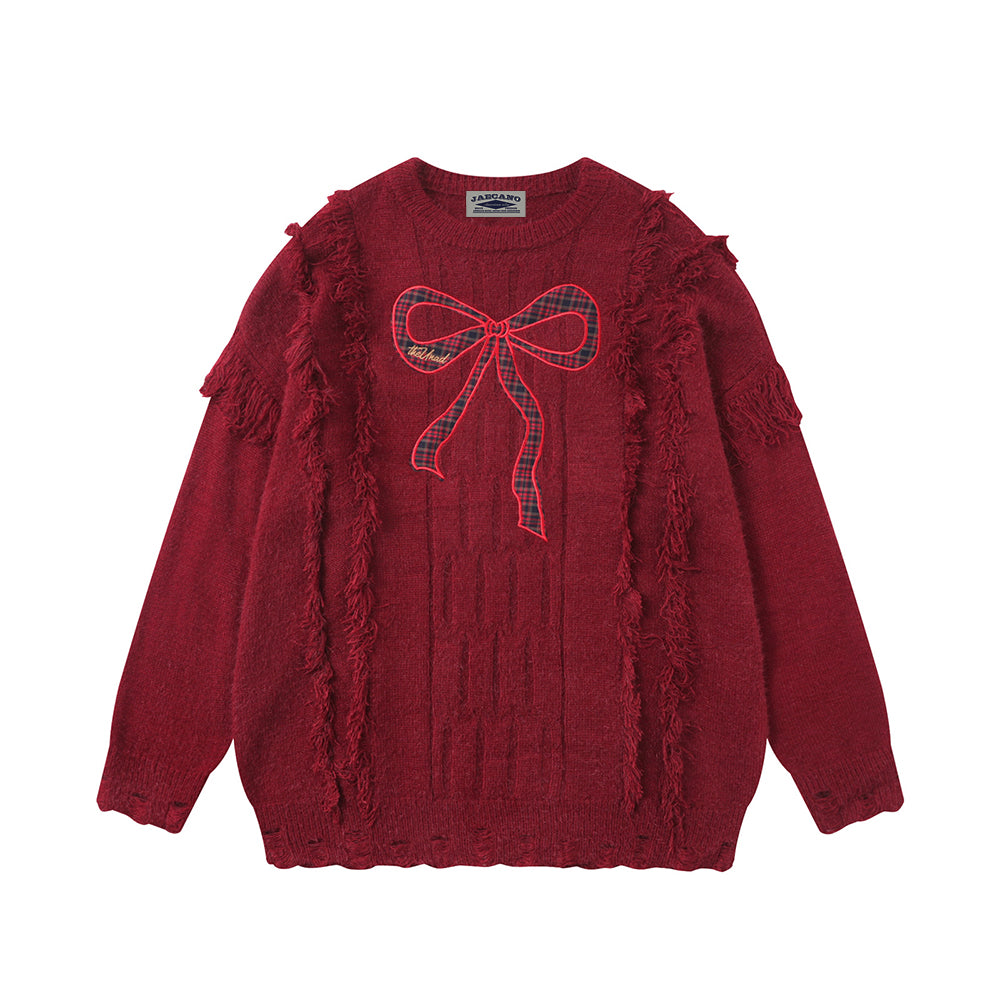 Vintage Butterfly Tassel Crew Neck Sweater