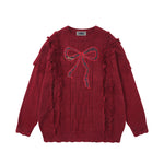 Vintage Butterfly Tassel Crew Neck Sweater