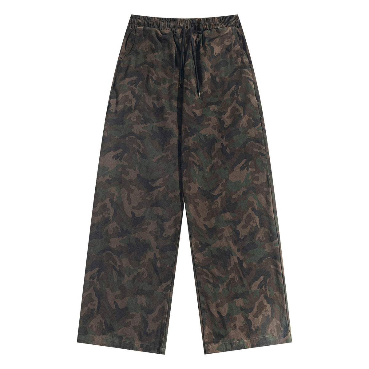Retro washed distressed camouflage pants