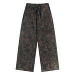 Retro washed distressed camouflage pants
