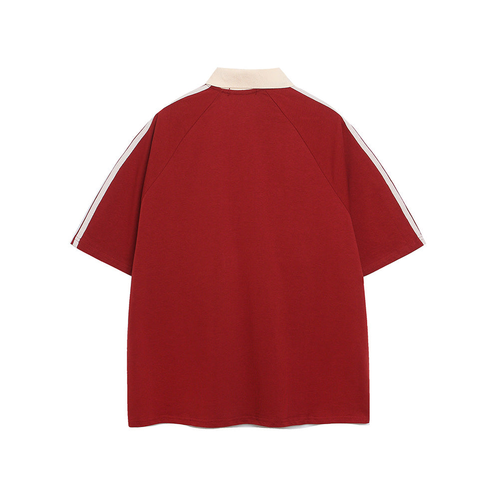 Contrast color lettering short sleeve shirt