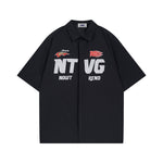 Retro trendy short-sleeved printed shirt