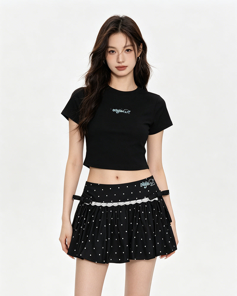 도트 무늬 캐주얼 미니스커트