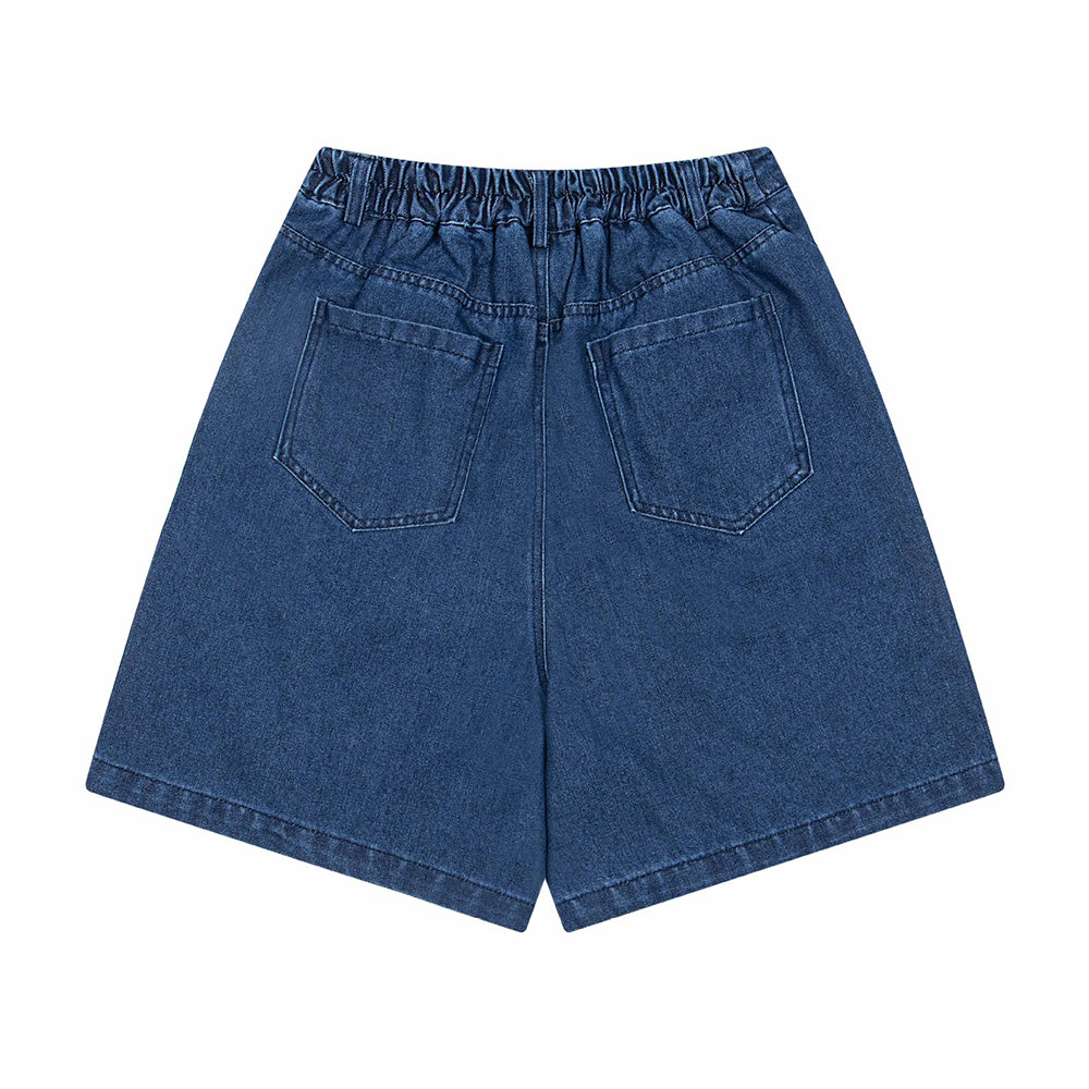 Cartoon embroidered denim shorts